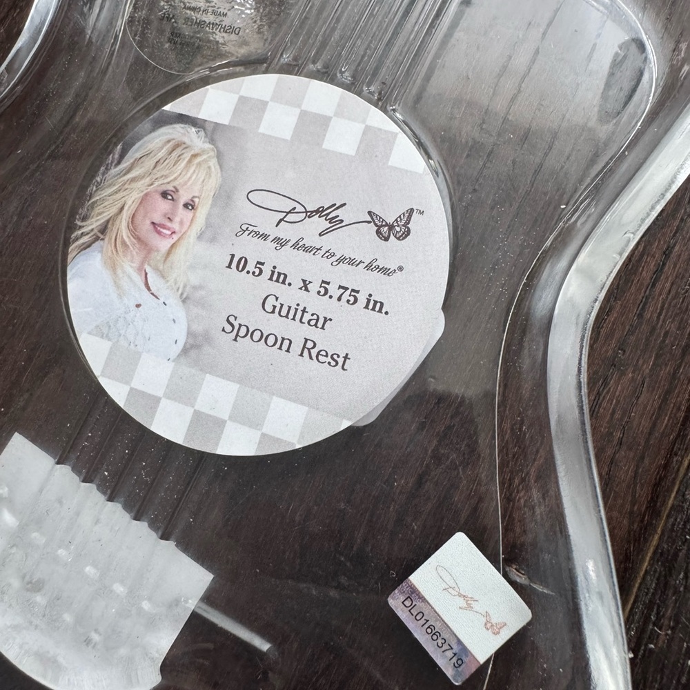 Dolly Parton - Spoon Rest Clear Glass Guitar Shape - Picture 4 of 4